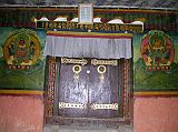 Tibet Kailash 10 Kora 02 Zutulpuk Gompa Entrance Doors Here is the entrance door to Zutulpuk Gompa, with the Guardian of The West on the left, and the Guardian of the North to the right.